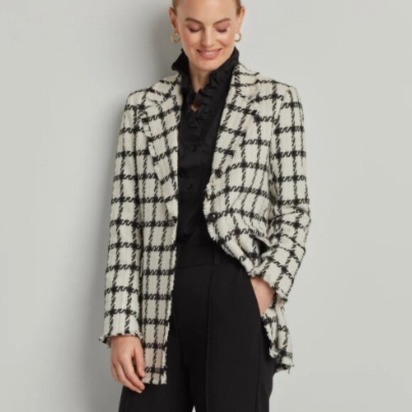 Ellen Tracy CHECKERED BOUCLE TWEED BLAZER XS - Picture 2 of 4